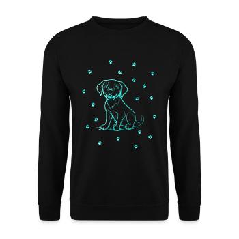 Labrador Retriever mit kleinen Pfoten - Unisex Pullover - Schwarz - Vorne - Alina (178cm) & Michal (187cm)