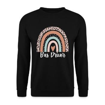 Bus Driver Rainbow Leopard Funny Bus Driver - Unisex Sweatshirt - black - Front - Alina (178cm) & Michal (187cm)