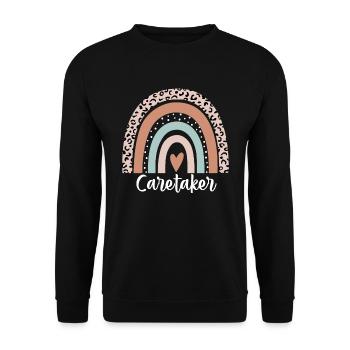 Hausmeister Regenbogenleopard Lustiger Hausmeister - Unisex Pullover - Schwarz - Vorne - Alina (178cm) & Michal (187cm)
