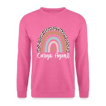 Agent de fret Léopard arc-en-ciel Agent de fret drôle - Sweat-shirt Unisexe - rose - Devant