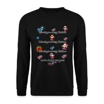 Frohe Weihnachten - Unisex Pullover - Schwarz - Vorne - Alina (178cm) & Michal (187cm)