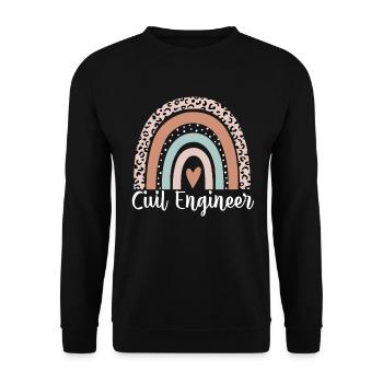 Bauingenieur Regenbogen Leopard Lustig Bauwesen - Unisex Pullover - Schwarz - Vorne - Alina (178cm) & Michal (187cm)