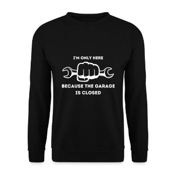 Mechaniker lustige Sprüche - Unisex Pullover - Schwarz - Vorne - Alina (178cm) & Michal (187cm)