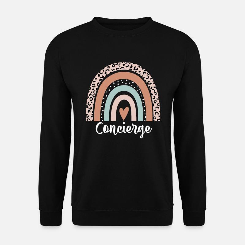 Concierge Regenbogen Leopard Lustiger Concierge - Unisex Pullover - Schwarz