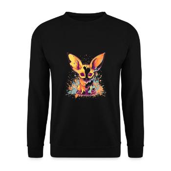 Süßer Anime -Stil Fox Kawaii - Unisex Pullover - Schwarz - Vorne - Alina (178cm) & Michal (187cm)