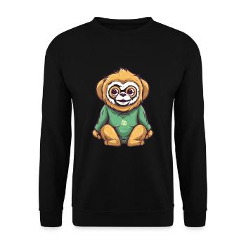 Süßer Anime -Stil Gibbon Kawaii - Unisex Pullover - Schwarz - Vorne - Alina (178cm) & Michal (187cm)