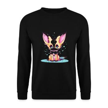 Süßer Anime -Stil Fox Kawaii - Unisex Pullover - Schwarz - Vorne - Alina (178cm) & Michal (187cm)