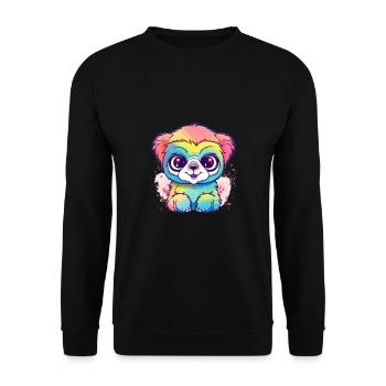 Süßer Anime -Stil Gibbon Kawaii - Unisex Pullover - Schwarz - Vorne - Alina (178cm) & Michal (187cm)