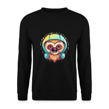Süßer Anime -Stil Gibbon Kawaii - Unisex Pullover - Schwarz - Vorne - Alina (178cm) & Michal (187cm)