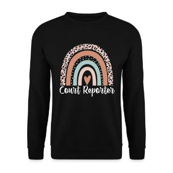 Gerichtsreporter Regenbogenleopard Lustiges Gericht - Unisex Pullover - Schwarz - Vorne - Alina (178cm) & Michal (187cm)