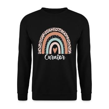 Kurator Rainbow Leopard Lustiger Kurator Danksagung - Unisex Pullover - Schwarz - Vorne - Alina (178cm) & Michal (187cm)