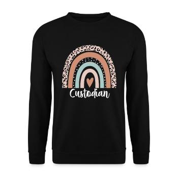 Custodian Rainbow Leopard Funny Custodian - Unisex Sweatshirt - black - Front - Alina (178cm) & Michal (187cm)