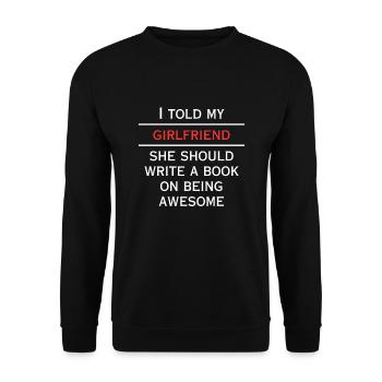 Freundin soll Buch über Genialität schreiben - Unisex Pullover - Schwarz - Vorne - Alina (178cm) & Michal (187cm)