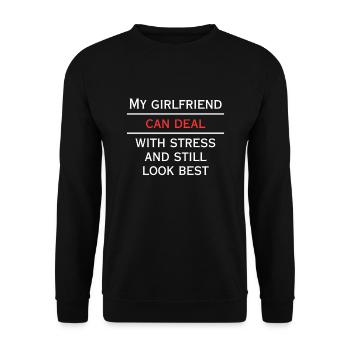 Girlfriend can handle stress - Unisex Sweatshirt - black - Front - Alina (178cm) & Michal (187cm)