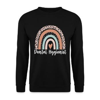 Dental Hygienist Rainbow Leopard Funny Dental - Unisex Sweatshirt - black - Front - Alina (178cm) & Michal (187cm)