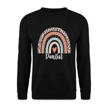 Dentist Rainbow Leopard Funny Dentist Appreciation - Unisex Sweatshirt - black - Front - Alina (178cm) & Michal (187cm)