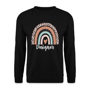 Designer-Regenbogen-Leopard. Lustiger Designer - Unisex Pullover - Schwarz - Vorne - Alina (178cm) & Michal (187cm)