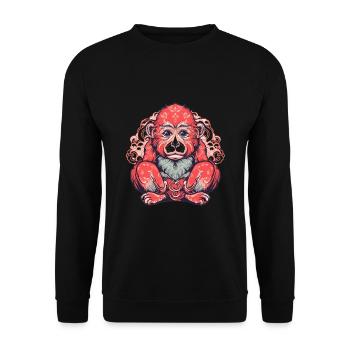Süßer Anime -Stil Macaque Kawaii - Unisex Pullover - Schwarz - Vorne - Alina (178cm) & Michal (187cm)