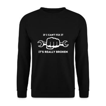 Mechaniker lustige Sprüche - Unisex Pullover - Schwarz - Vorne - Alina (178cm) & Michal (187cm)