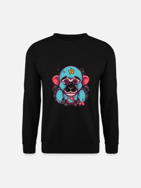 Mignon Anime Style Macaque Kawaii - Sweat-shirt Unisexe - noir
