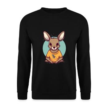 Süßer Anime -Stil Kangaroo Kawaii - Unisex Pullover - Schwarz - Vorne - Alina (178cm) & Michal (187cm)