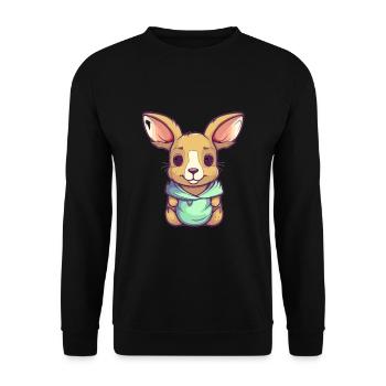 Süßer Anime -Stil Kangaroo Kawaii - Unisex Pullover - Schwarz - Vorne - Alina (178cm) & Michal (187cm)