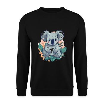 Süßer Anime -Stil Koala Kawaii - Unisex Pullover - Schwarz - Vorne - Alina (178cm) & Michal (187cm)