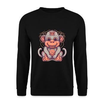 Cute Anime Style Macaque Kawaii - Unisex Sweatshirt - black - Front - Alina (178cm) & Michal (187cm)