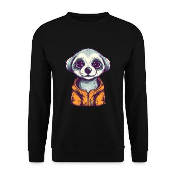 Süßer Anime -Stil Meerkat Kawaii - Unisex Pullover - Schwarz - Vorne - Alina (178cm) & Michal (187cm)
