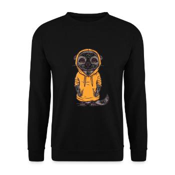 Süßer Anime -Stil Meerkat Kawaii - Unisex Pullover - Schwarz - Vorne - Alina (178cm) & Michal (187cm)