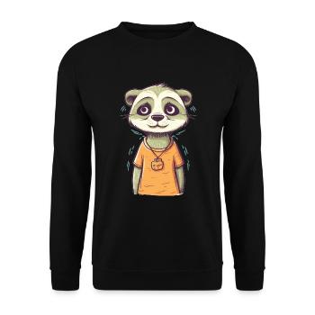 Süßer Anime -Stil Meerkat Kawaii - Unisex Pullover - Schwarz - Vorne - Alina (178cm) & Michal (187cm)