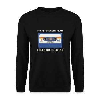 Retro Sarkastisch Mein Pensionsplan - Unisex Pullover - Schwarz - Vorne - Alina (178cm) & Michal (187cm)