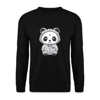 Cute Anime Style Panda Kawaii - Unisex Sweatshirt - black - Front - Alina (178cm) & Michal (187cm)