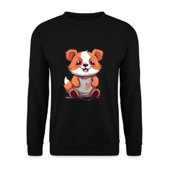 Mignon Anime Style Panda roux Kawaii - Sweat-shirt Unisexe - noir - Devant - Alina (178cm) & Michal (187cm)