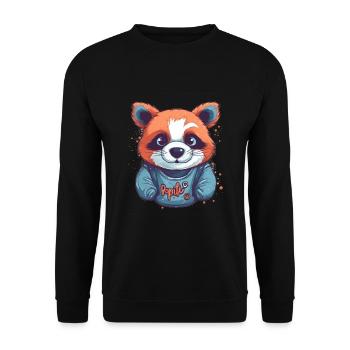 Süßer Anime -Stil Red Panda Kawaii - Unisex Pullover - Schwarz - Vorne - Alina (178cm) & Michal (187cm)