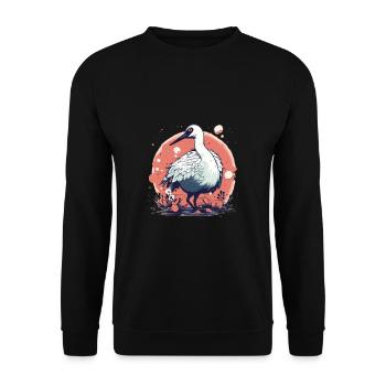 Mignon Anime Style rouge couronné grue Kawaii - Sweat-shirt Unisexe - noir - Devant - Alina (178cm) & Michal (187cm)
