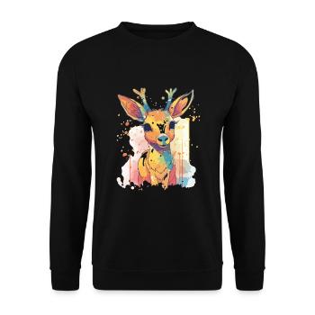 Süßer Anime -Stil Sika Deer Kawaii - Unisex Pullover - Schwarz - Vorne - Alina (178cm) & Michal (187cm)