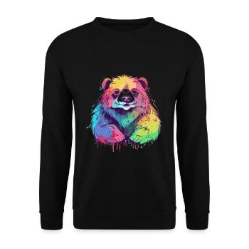 Süßer Anime -Stil Faultier Bär Kawaii - Unisex Pullover - Schwarz - Vorne - Alina (178cm) & Michal (187cm)