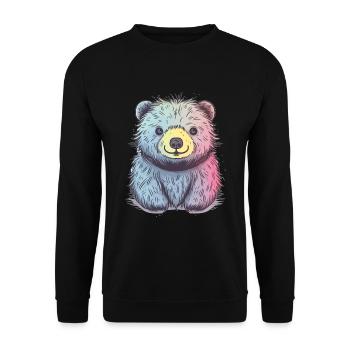 Süßer Anime -Stil Faultier Bär Kawaii - Unisex Pullover - Schwarz - Vorne - Alina (178cm) & Michal (187cm)