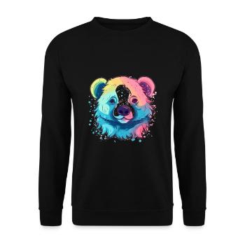 Mignon Anime Style paresseux ours Kawaii - Sweat-shirt Unisexe - noir - Devant - Alina (178cm) & Michal (187cm)