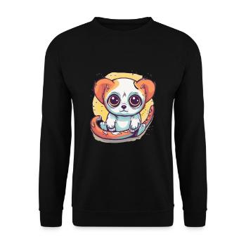 Netter Anime -Stil Langsam Loris Kawaii - Unisex Pullover - Schwarz - Vorne - Alina (178cm) & Michal (187cm)