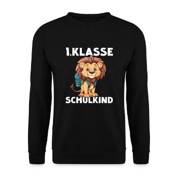 1 Klasse Löwe Schulkind Erstklässler Einschulung - Unisex Pullover - Schwarz - Vorne - Alina (178cm) & Michal (187cm)