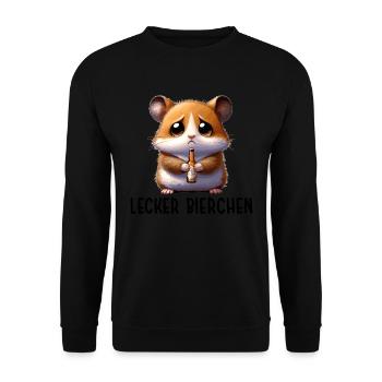 LECKER BIERCHEN Sad Hamster Meme - Unisex Pullover - Schwarz - Vorne - Alina (178cm) & Michal (187cm)