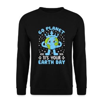 Go Planet It's Your Earth Day Cheerful Artwork - Unisex Sweatshirt - black - Front - Alina (178cm) & Michal (187cm)