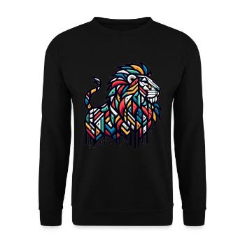 Lion à motifs géométriques - Sweat-shirt Unisexe - noir - Devant - Alina (178cm) & Michal (187cm)
