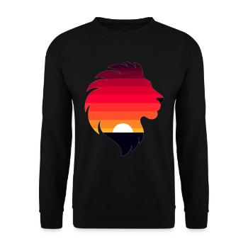 Silhouette d’un lion avec coucher de soleil - Sweat-shirt Unisexe - noir - Devant - Alina (178cm) & Michal (187cm)