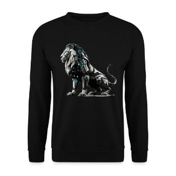 Lion cybernétique futuriste - Sweat-shirt Unisexe - noir - Devant - Alina (178cm) & Michal (187cm)
