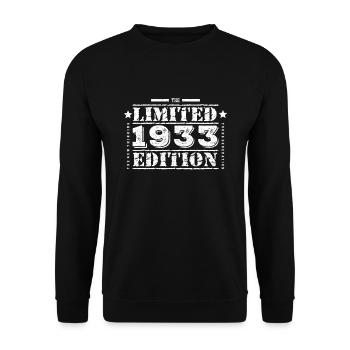 1933 Limited Edition Geburtstag - Unisex Pullover - Schwarz - Vorne - Alina (178cm) & Michal (187cm)
