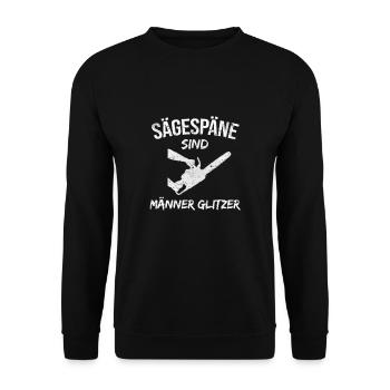 Chainsaw T-Shirt Sawdust is men's glitter - Unisex Sweatshirt - black - Front - Alina (178cm) & Michal (187cm)