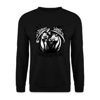 Talk Derby Mit Mir Pferdrennen - Unisex Pullover - Schwarz - Vorne - Alina (178cm) & Michal (187cm)
